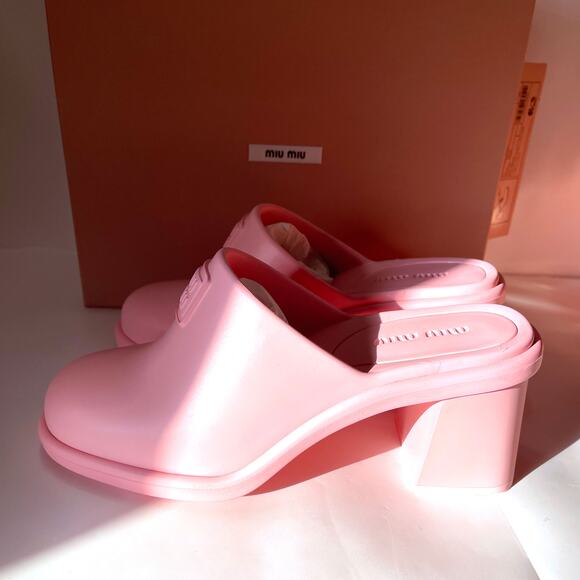 MIU MIU Lifestyle Logo Rubber Clog Mules in Light Pink Size 39/9 - Picture 7 of 16